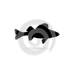 Fish icon black silhouette. Fisheries logo symbol