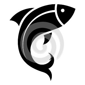Fish icon black silhouette. Fisheries logo symbol