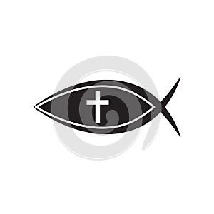 Fish icon, Christian Ichthys Fish symbol icon