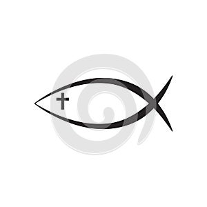 Fish icon, Christian Ichthys Fish symbol icon photo
