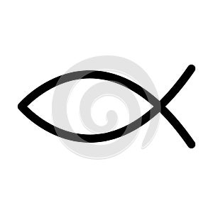 Fish icon in flat trendy style. Vector illustration symbol Greek word Ichthys concept of isolated on white.