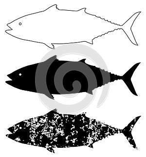 Fish icon illustration sign on isolated background