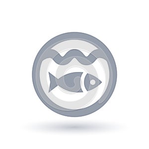Fish icon. Marine life symbol. Seafood sign.