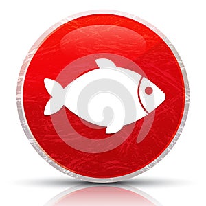 Fish icon metallic grunge abstract red round button illustration