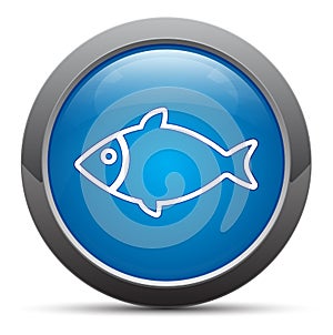 Fish icon premium blue round button vector illustration