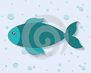 Fish icon. Sea animal cartoon. Vector graphic