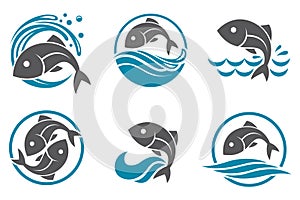 Fish icon set photo