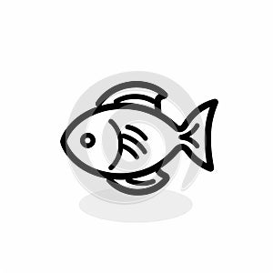 Fish Icon Vector: Fujifilm Pro 400h Style, 2d Line Flat Design