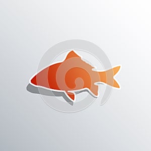 Fish icon vector. isolated on white background. Paper style photo