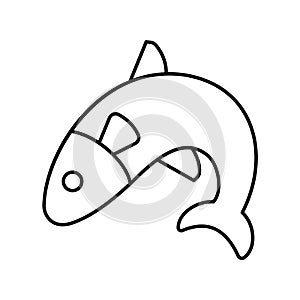 Fish jumping Outline Vector Icon that can easily edit or modify.