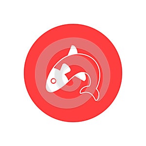 Fish jumping Vector Icon with trendy background colors that can easily edit or modify.