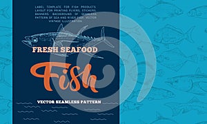 Fish label with seamless pattern