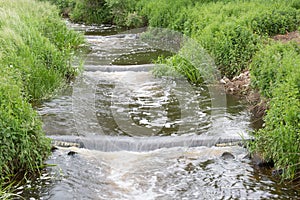 Fish ladder along a barrage in Dutch river Vecht