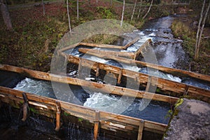 Fish ladders on small river