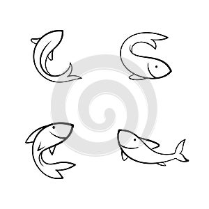 Fish line icon, abstract fish vector illustration