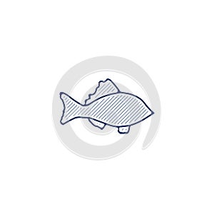 fish line icon. fish linear hand drawn pen style line icon