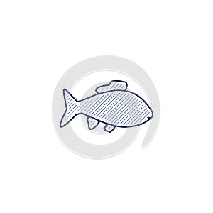 fish line icon. fish linear hand drawn pen style line icon