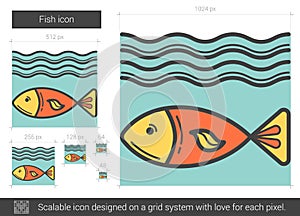 Fish line icon.