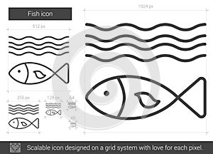 Fish line icon.
