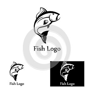 Fish logo, fishinghook, fish oil and seafood restaurant icon. With vector icon concept design illustration template