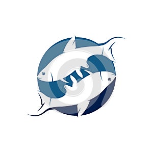 Fish logo icon template creative