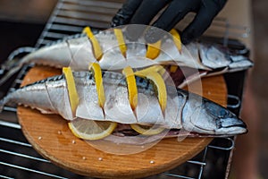 Fish mackerel with lemon