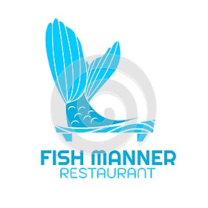 Fish Manner Blue restaurant logo concept design
