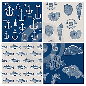 Fish and Marine Background Set
