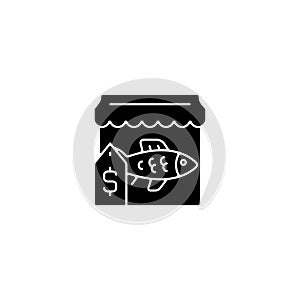 Fish market black glyph icon