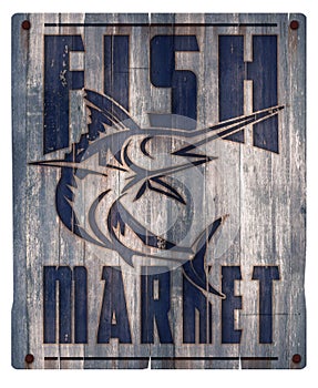 Fish Market Sign Wood