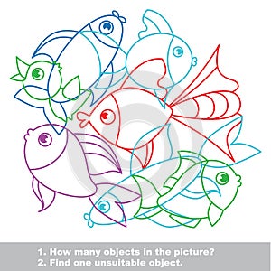 Fish mishmash colorful set in vector.