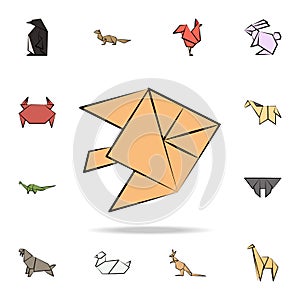 fish moon colored origami icon. Detailed set of origami animal in hand drawn style icons. Premium graphic design. One of the