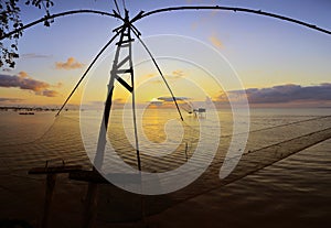 Fish net farm at phattalung in thailand