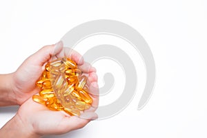Fish oil capsule, Omega 3-6-9 fish oil yellow soft gels capsules photo