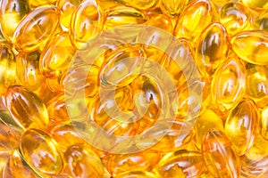 Fish oil capsules closeup