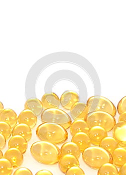 Fish oil capsules isolated on a white background