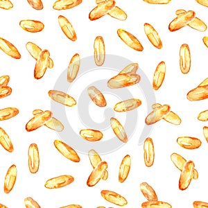 fish oil capsules isolated on white background. Top view. Watercolor pattern