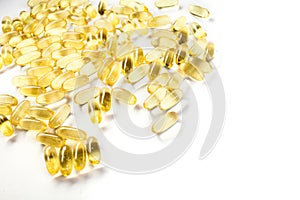 Fish oil capsules packed with omega 3 healthy lifestyle space for text