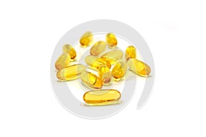 Fish oil capsules / tablets / pills /supplements, isolated on white background