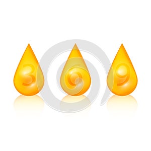 Fish oil drop omega 3,6,9 icon set