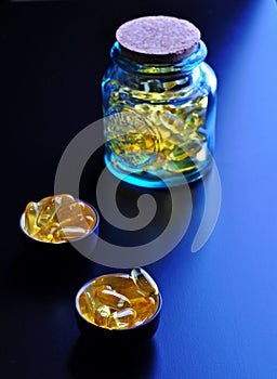 Fish oil omega 3 gel capsules,