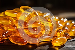 Fish oil omega-3 vitamin pills healthy vital capsules pharmaceutical medicine omega supplement oil nutriment nutrient