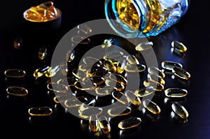 Fish oil omega 3 gel capsules,