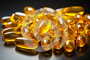 Fish oil omega-3 vitamin pills healthy vital capsules pharmaceutical medicine omega supplement oil nutriment nutrient photo