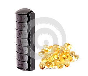 Fish oil pills with pill organiser