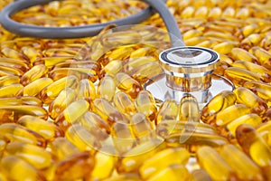 Fish oil with stethoscope