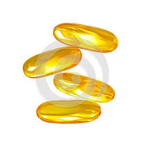 Fish oil supplement capsule isolated on white