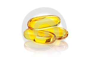 Fish Oil supplement Capsules  on white background