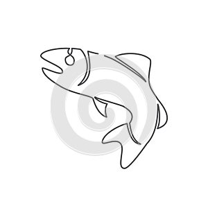 Fish One line drawing on white background