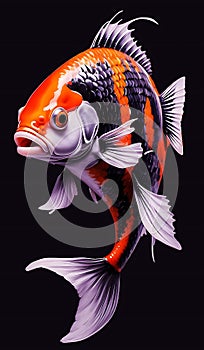 A fish with orange and white stripes.